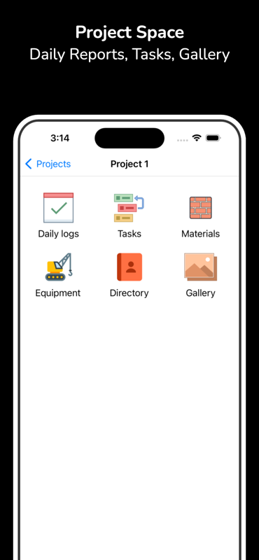 Construction daily report app — daily report screen in the BuildLog app